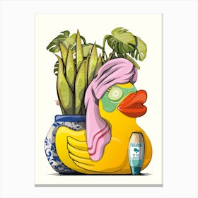 Rubber Duck In The Bathroom Canvas Print