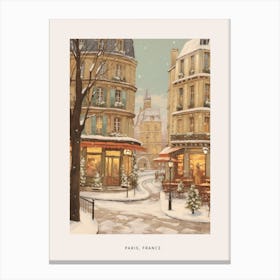 Vintage Winter Poster Paris France 6 Canvas Print