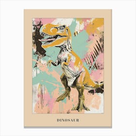 Retro Pastel Paint Splash Dinosaur Poster Canvas Print
