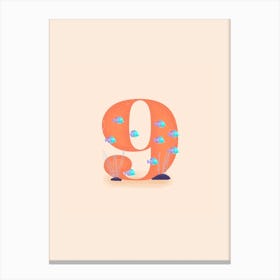 Letter 9 Fishes Canvas Print