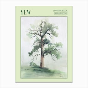 Yew Tree Atmospheric Watercolour Painting 4 Poster Canvas Print