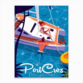 Port Cors Parc National Poster Blue & Brown Canvas Print