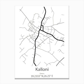 Kalloni,Greece Minimalist Map Canvas Print