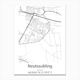 Neutraubling,Germany Minimalist Map Canvas Print