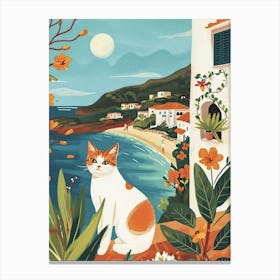 Japanese Bobtail Cat Storybook Illustration 4 Canvas Print