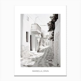 Poster Of Mykonos, Greece, Photography In Black And White 3 Canvas Print