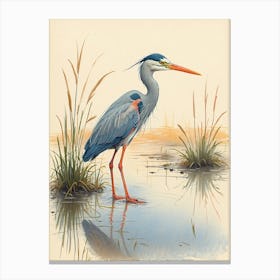 Heron In Water 1 Canvas Print