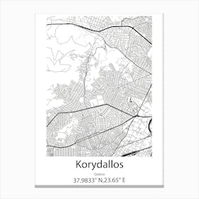 Korydallos,Greece Minimalist Map Canvas Print