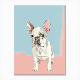 French Bulldog Pastel Watercolour Line Drawing 3 Canvas Print