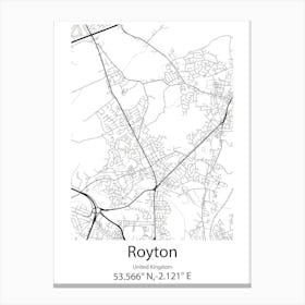 Royton,United Kingdom Minimalist Map Canvas Print