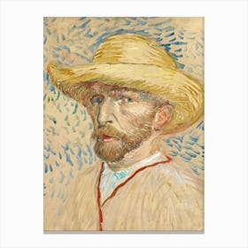 Self Portrait With Straw Hat Canvas Print