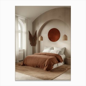 Bedroom With Arched Window Canvas Print