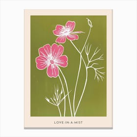 Pink & Green Love In A Mist 6 Flower Poster Canvas Print
