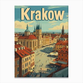 Aihrgdesign A Classic 1960s Travel Poster For Krakow 1 Canvas Print