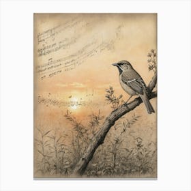 Bird On A Branch Canvas Print