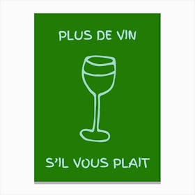 Wine Glass Kitchen Poster Bright Green Canvas Print
