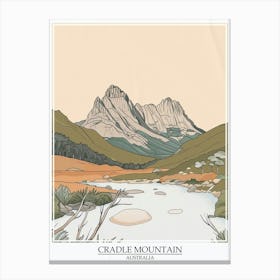 Cradle Mountain Australia Color Line Drawing 2 Poster Canvas Print