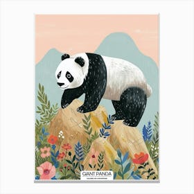 Giant Panda Walking On A Mountain Poster 1 Canvas Print