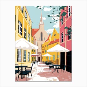 Odense, Denmark, Flat Pastels Tones Illustration 4 Canvas Print