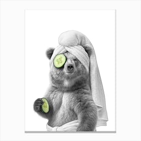 Bear With Cucumber Canvas Print