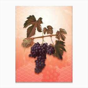 Lacrima Grapes Vintage Botanical in Peach Fuzz Hishi Diamond Pattern n.0267 Canvas Print
