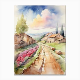Watercolor Of A Country Road.2 Canvas Print
