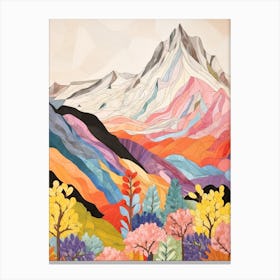 Mount Russell United States 2 Colourful Mountain Illustration Canvas Print
