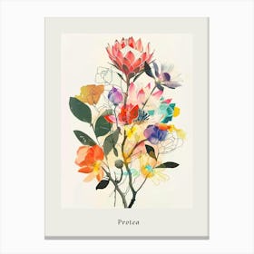 Protea 1 Collage Flower Bouquet Poster Canvas Print