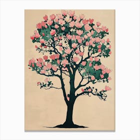 Magnolia Tree Colourful Illustration 3 Canvas Print
