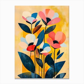 Flowers On A Yellow Background Canvas Print