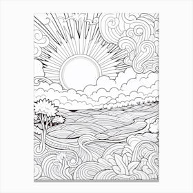 Line Art Inspired By  The Creation Of The Sun 4 Canvas Print