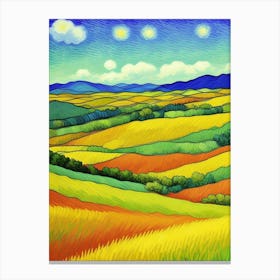 Rolling Dreams: A Landscape of Wonder Starry Sky Over Wheat Fields Canvas Print