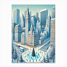 New York City Travel Christmas Painting New York City Christmas Canvas Print