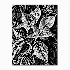Peppermint Leaf Linocut 3 Canvas Print