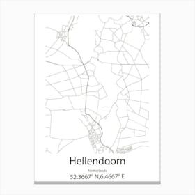 Hellendoorn,Netherlands Minimalist Map Canvas Print