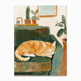 Cat Sleeping On Couch 4 Canvas Print