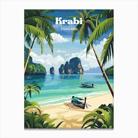 Krabi Thailand Island Vacation Travel Illustration Canvas Print