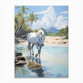 A Horse Oil Painting In Anse Cocos, Seychelles, Portrait 4 Canvas Print