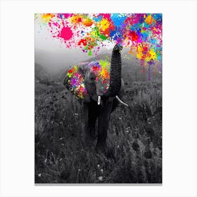 Elephant Playing With Paint Colours 1 Canvas Print