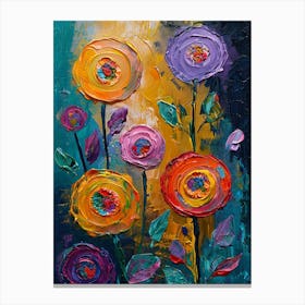 Abstract Floral Of Textured Flowers Canvas Print