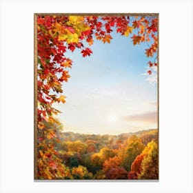 Bright Autumn Frame Encapsulating A Scene Of Seasonal Foliage Branches Laden With Various Hues Of R Canvas Print