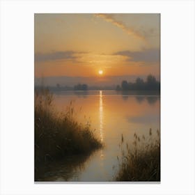 Sunrise Over A Lake Canvas Print