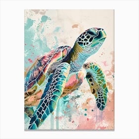 Paint Splash Pastel Sea Turtle Canvas Print