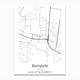 Kempele,Finland Minimalist Map Canvas Print