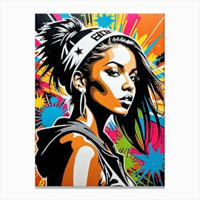 Graffiti Mural Of Beautiful Hip Hop Girl 77 Canvas Print