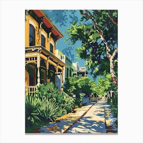 Rainey Street Historic District Austin Texas Colourful Blockprint 4 Canvas Print