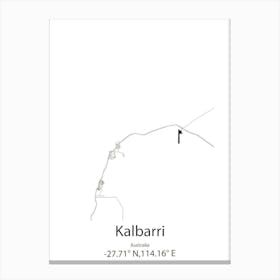 Kalbarri,Australia Minimalist Map Canvas Print