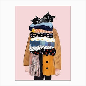 Black Cats In A Coat Canvas Print