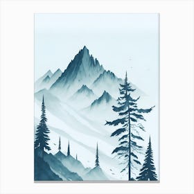 Mountain And Forest In Minimalist Watercolor Vertical Composition 48 Canvas Print