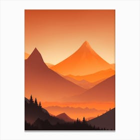 Misty Mountains Vertical Composition In Orange Tone 129 Canvas Print